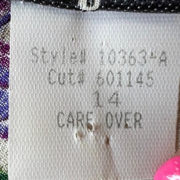 Vintage Ivory Iris Chiffon Sheer Overlay High-Low Floral Midi Dress Size 14 Mica - Picture 7 of 16